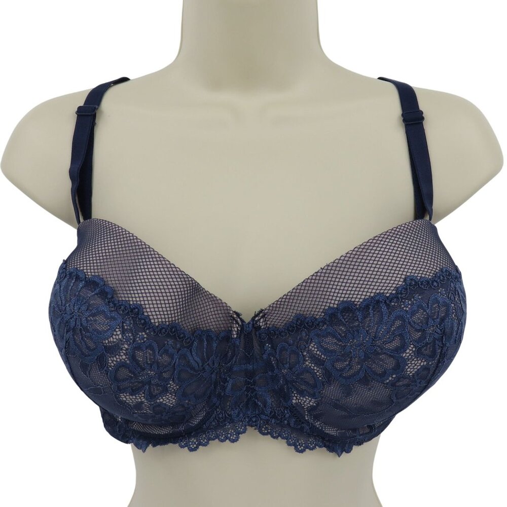 Maidenform 38DD SE1102 Essential Multiway Push Up Bra Blue Floral Flower Lace